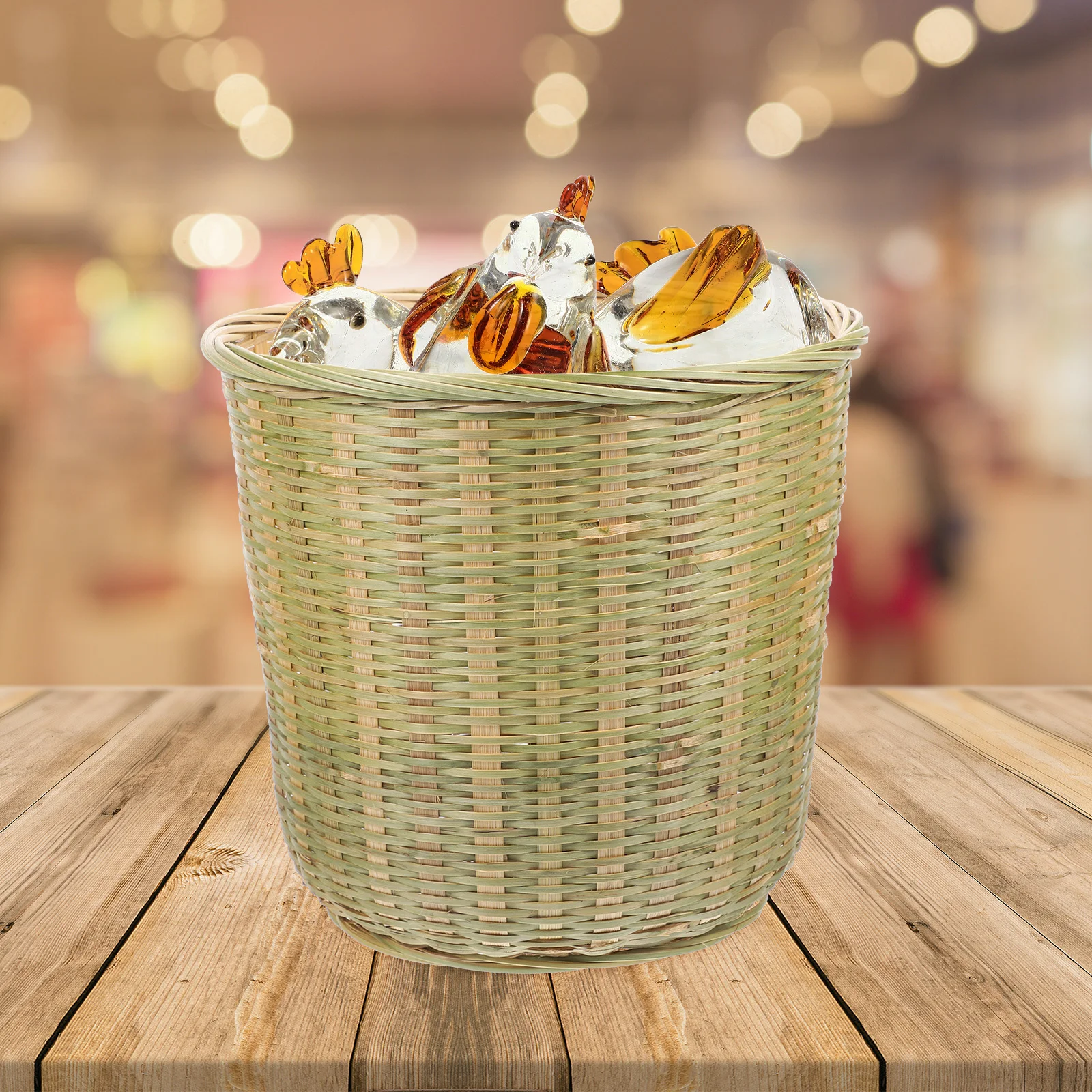 Woven Storage Basket Bamboo Material Strong Non-Deformed Design for Home Organization Fruit Vegetable Snack Storage Basket