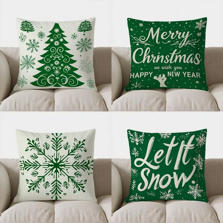 Домашний декор, Рождественская елка и снежинка, наволочка с узором, чехол для подушки, подходит для дивана, спальни, автомобиля, наволочка
