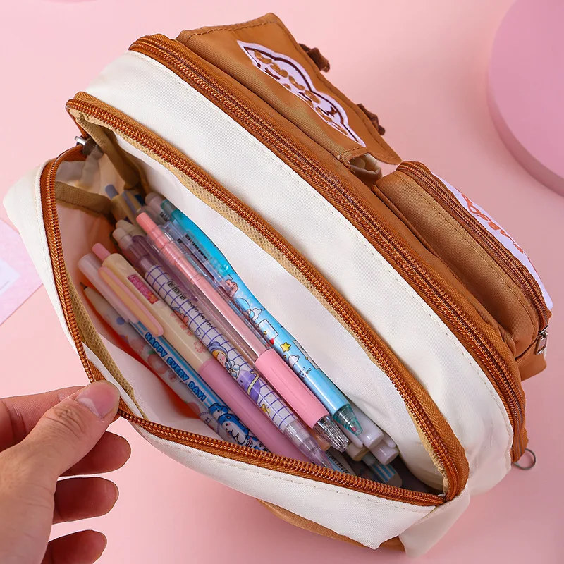 Cartoon Burger Capybara Pencil Case High Aesthetic Girls New Large Capacity Primary And Middle School Stationery Bag