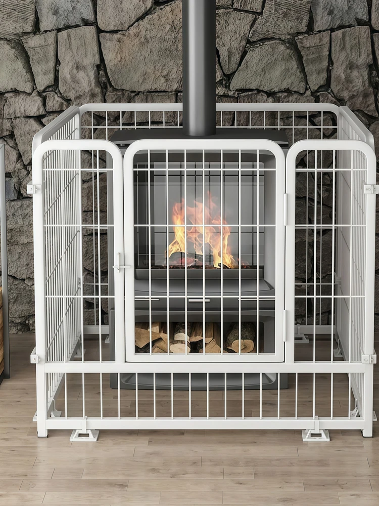 حاجز حماية للأطفال من الحروق لموقد التدفئة الداخلي، غطاء شبكي حديدي مضاد للحرق، معدات تدفئة للتخييم والسفر في الهواء الطلق