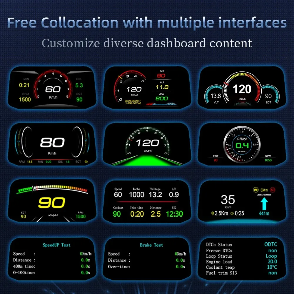 C3 Obd2 Head Up Display Electronic Speedometer Glass Projection on-board Computer Digital Speedometer Hud Obd2 C3 Plus GPS Navi