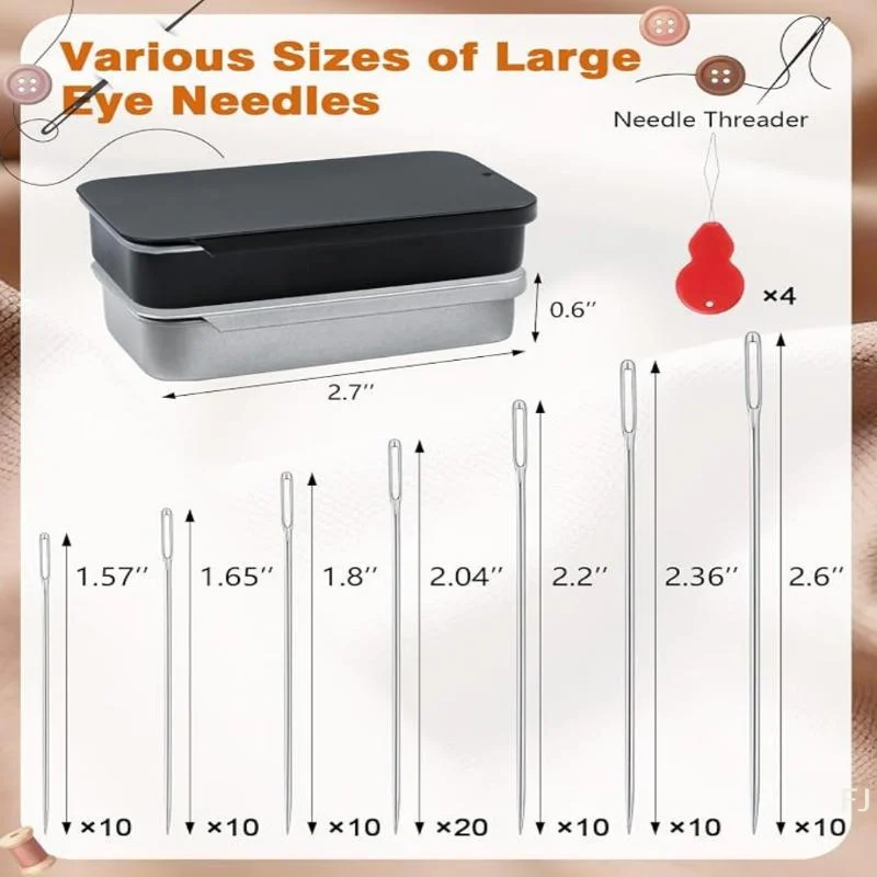 [YU]Transparent Tube Packed Blunt Large Eye Needles 9-20PCS for Cross Knitting Sewing Stitching DIY Craft Beginners