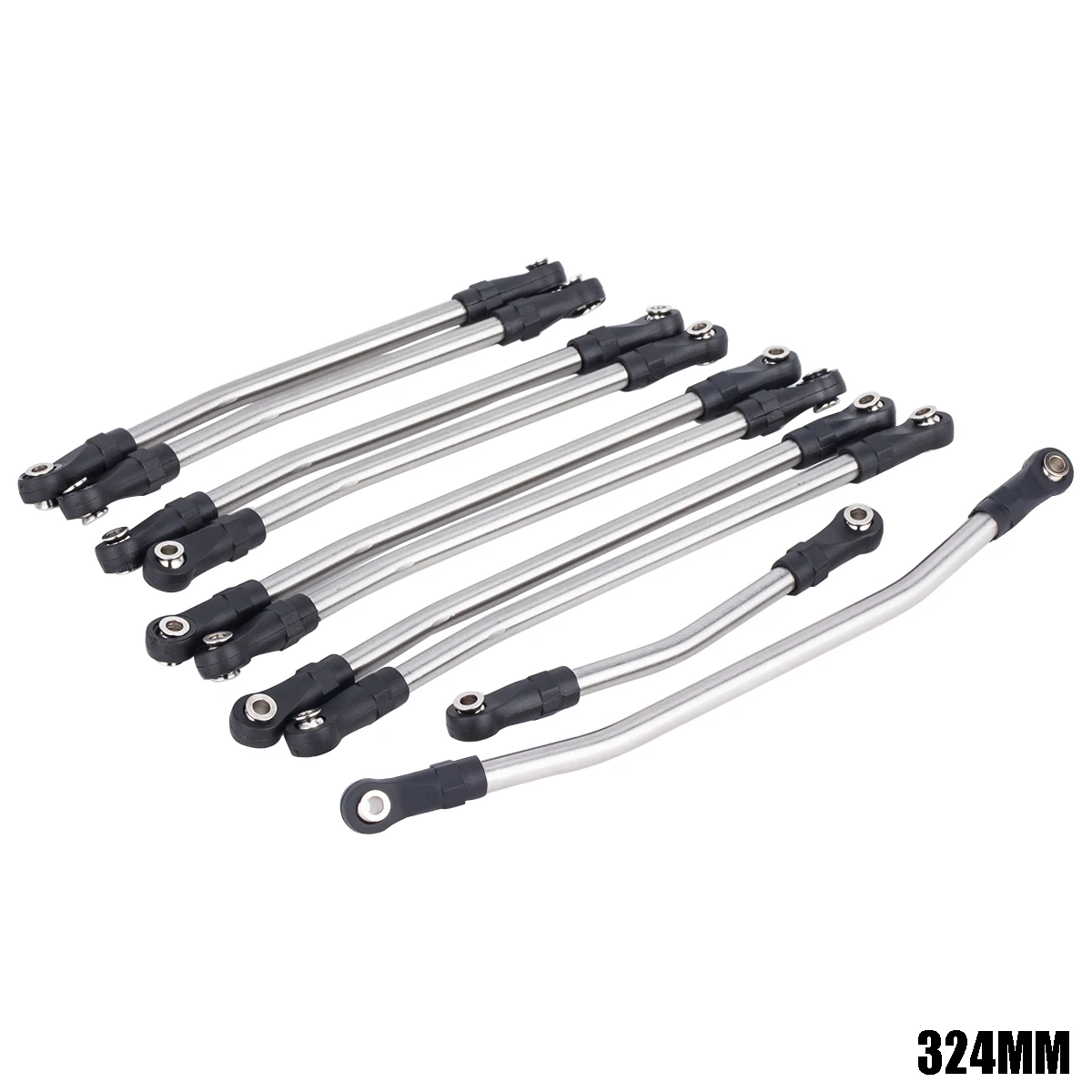 Enlaces de Metal RC de 313/324mm, conjunto de eslabones de chasis de conexión superior e inferior con extremos de varilla de plástico para coche trepador de control remoto AXIAL SCX10 II 1/10 90046