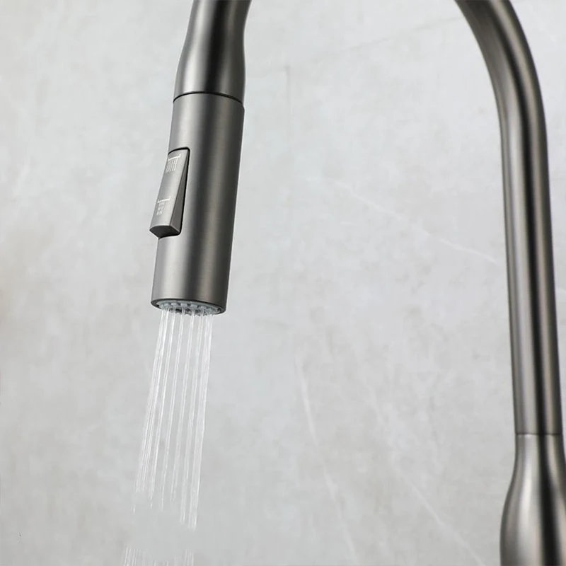 Imagem -02 - Modern Flow Kitchen Sink Faucet Pull Down Pulverizador Alta para Único Furo Níquel Escovado Aço Inoxidável