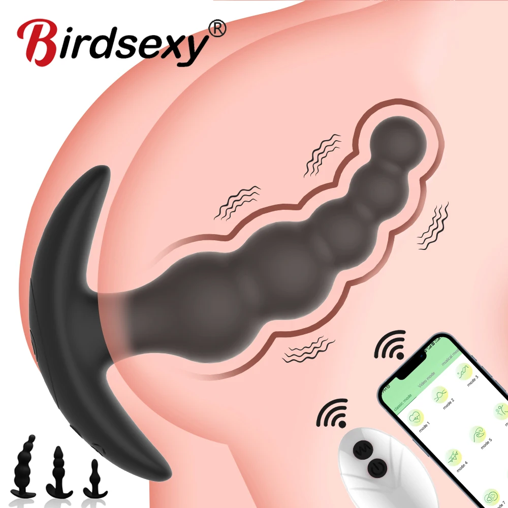 APP Bluetooth Anal Vibrator for Men Prostate Massager Wireless Remote Butt Plug Vibrating Adult Sex Toys for Women Male Gay