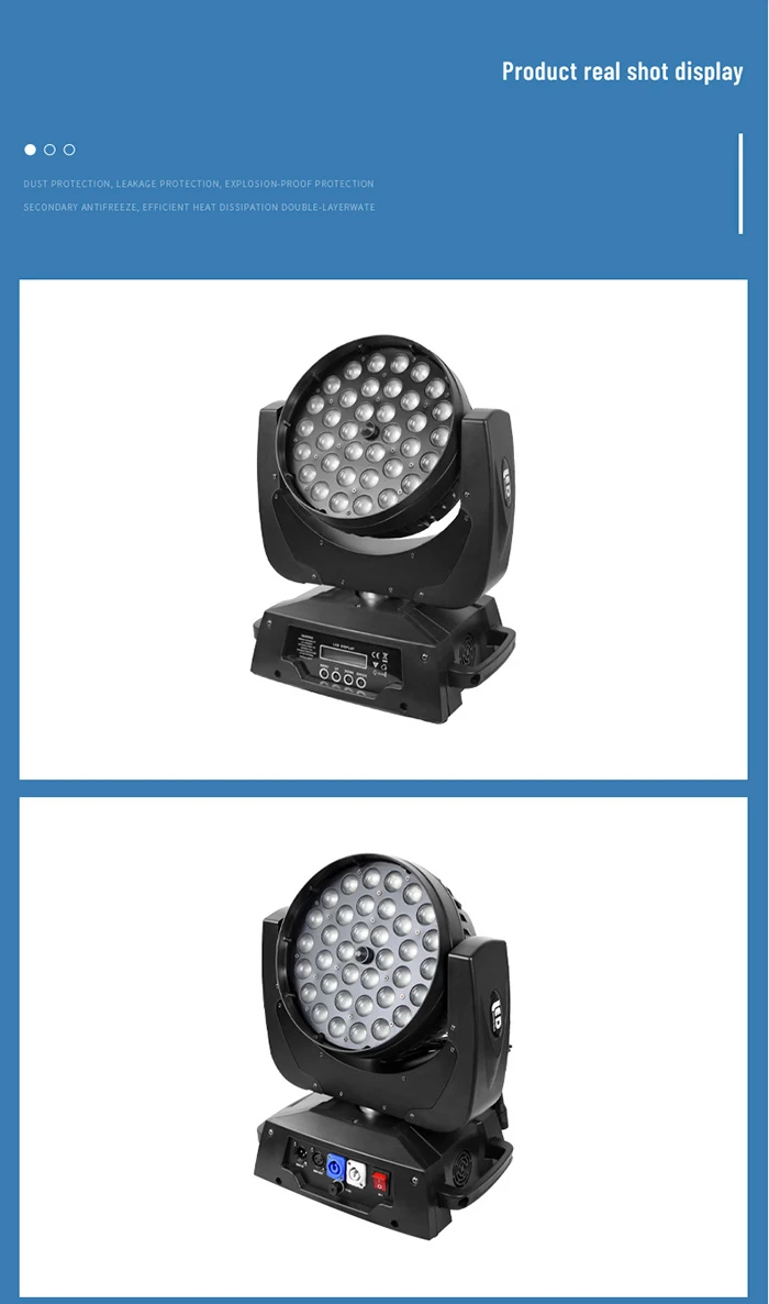 Schnelle Lieferung LED Wash Zoom Moving Head Licht 36x10W RGBWA + UV 4IN1 Touchscreen Leier DMX 16 Kanäle DJ Disco Party Bar – Detail 1