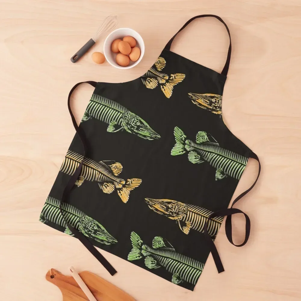 

Northern Pike Jackfish Bones Apron For Cosmetologist kitchen clothes waiter Restaurant Kitchen Equipment Apron