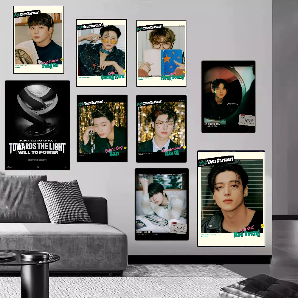 1PC Kpop Idols A-ATEEZ Poster Paper Print Home Living Room Bedroom Entrance Bar Restaurant Cafe Art Painting Decoration
