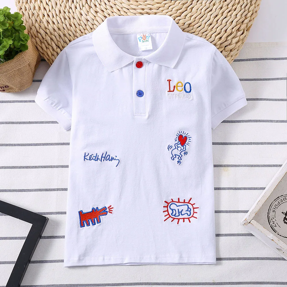 

Boys polo shirt Summer Cotton Girls clothing Kids Letter embroidery pattern T-Shirts Short sleeve Tops casual Tees 3-7year coats