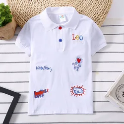 Boys polo shirt Summer Cotton Girls clothing Kids Letter embroidery pattern T-Shirts Short sleeve Tops casual Tees 3-7year coats