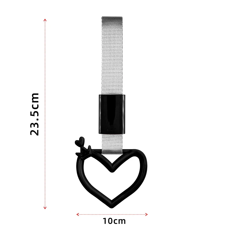 Colorful Love Heart Crown JDM Car Tow Strap Car Drift Charm Strap Styling Haning Ring Train Bus Handle Strap Auto Accessories