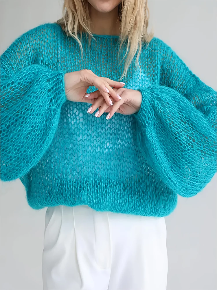 

Autumn/Winter Round-Neck Lace-Up Knit Top Women's Woolen Pullover Top 2025 New Arrival Solid Colour Fashionable Korean Style