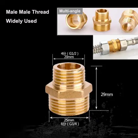 Stainless Steel/Brass G1/2 G3/4 G1 BSP Male Male Thread Joint Adapter Plug Coupler Plumbing Fittings Bathroom Accessories