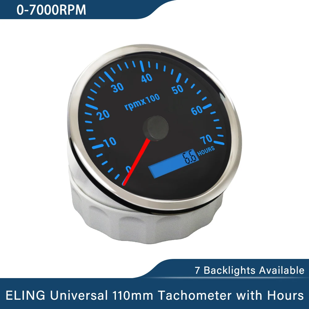 ELING Truck Universal 110 مللي متر مقياس سرعة الدوران 0-3000 دورة في الدقيقة 4KRPM 0-8000 دورة في الدقيقة LCD ساعة متر مع 7 ألوان الخلفية لسيارة قارب يخت 9-32 فولت