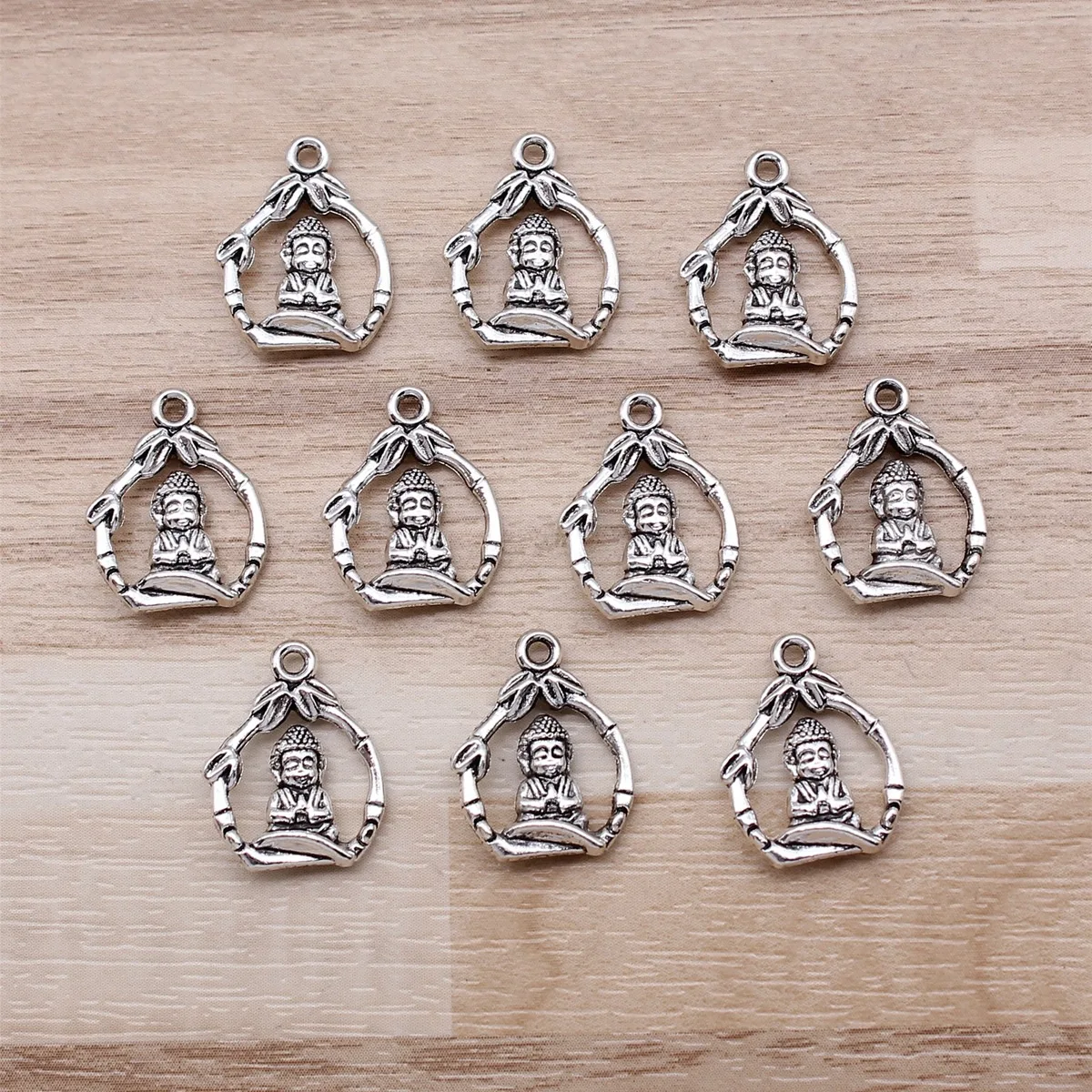 IFOCUS 10pcs/Lot Buddha Charms For DIY Jewelry Making Zinc Alloy 16x12mm/0.63x0.47inch