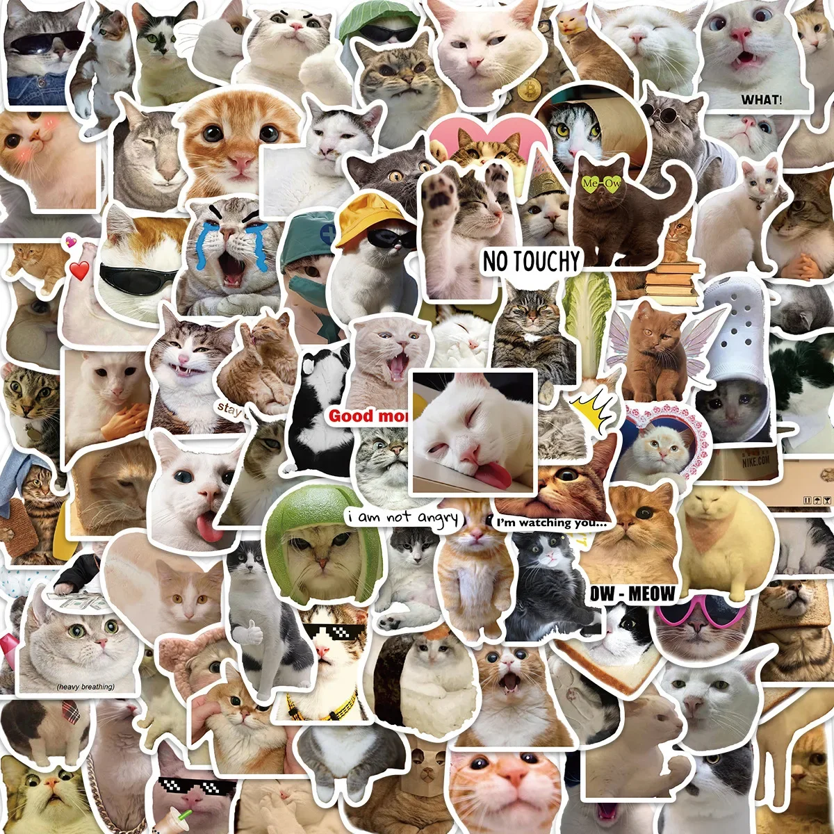 

100Pcs Funny Kawaii Meme Cat Stickers Laptop Scrapbook Korean Decals Stationery Decoration Waterproof Graffiti Sticker for Kids