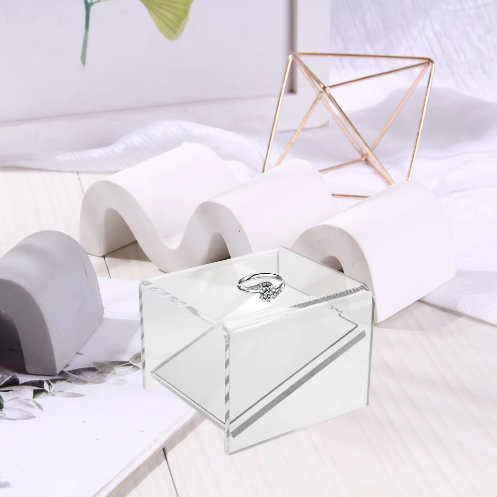 

Acrylic Square Jewelry Display Stand Clear Pedestal Shelf for Collectibles Rings Dessert Cupcake Food Buffet Tabletop Display