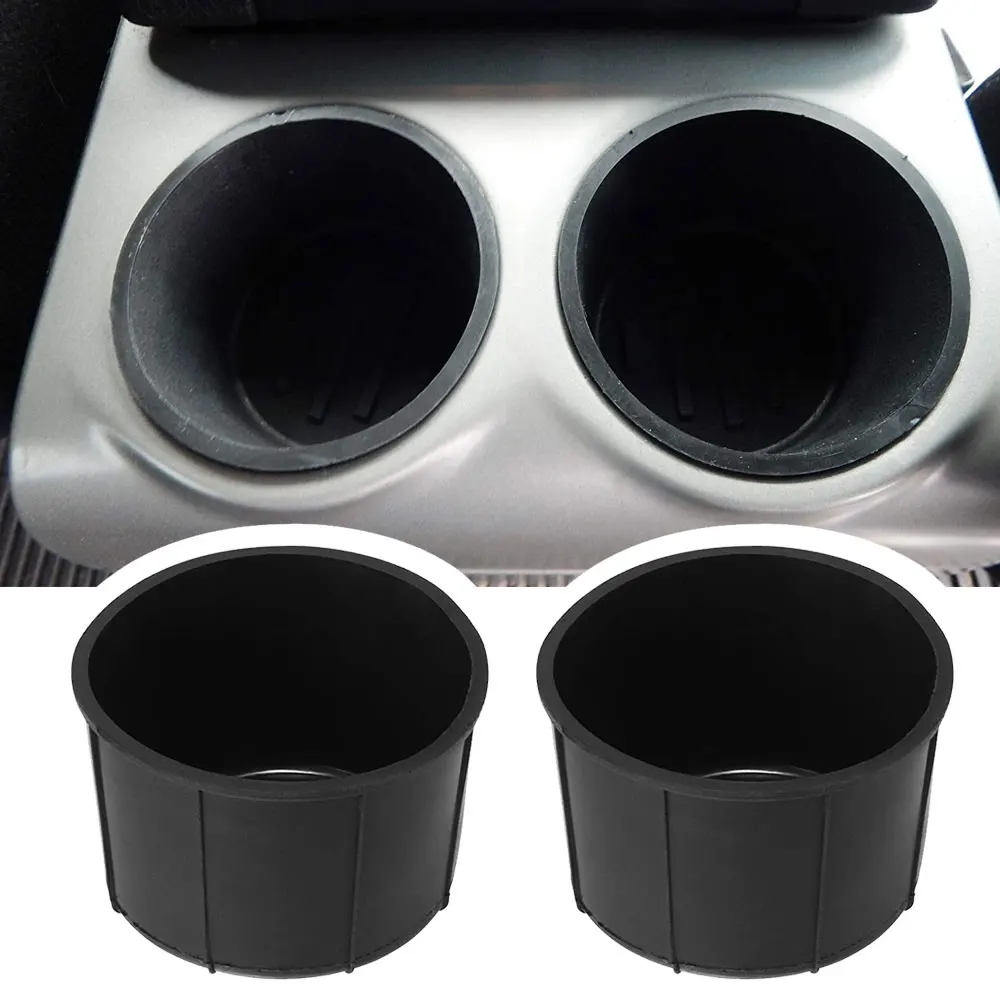 1 Pair Car Auto Rear Center Console Cup Holder Insert Rubber Left Right Side W/Drink Mat Cleaning Liners for Ford F150 2009-2014