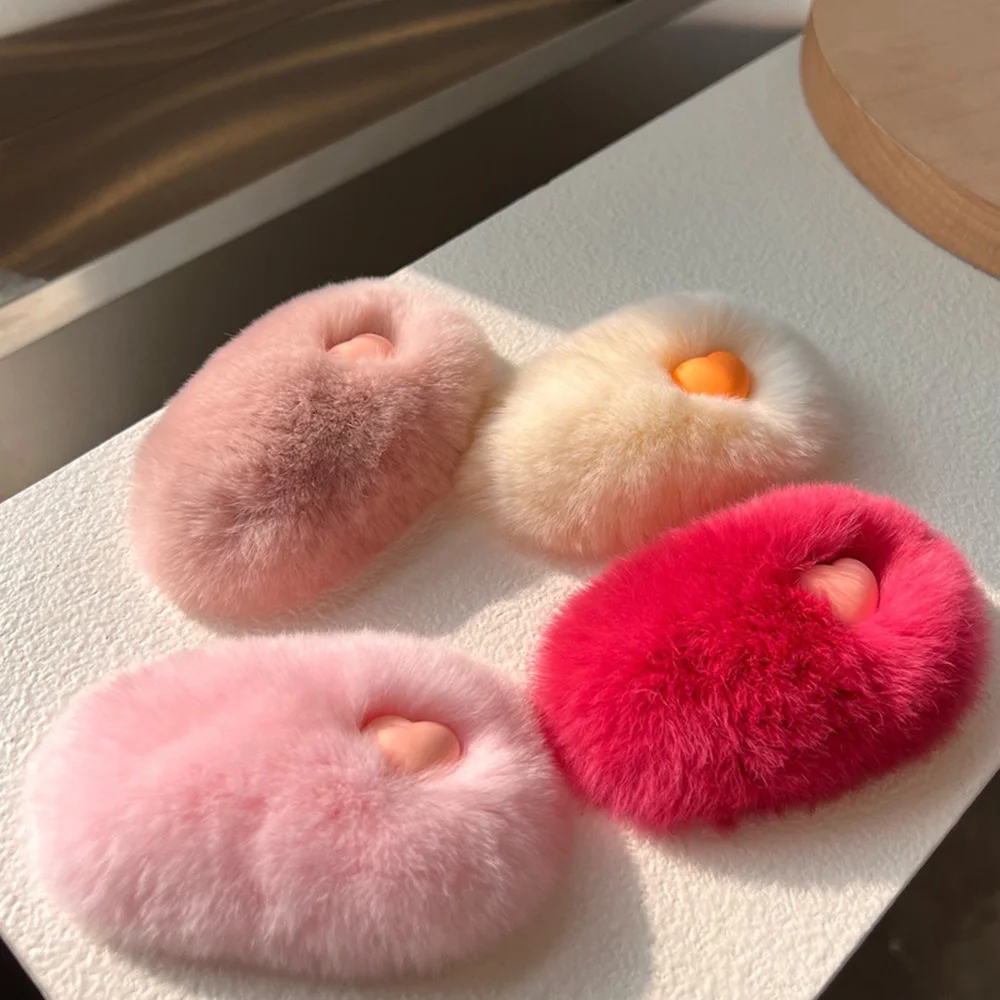 Winter Fashion Faux Rabbit Fur Plush Clips Hair Clip For Women Hair Edge Clip Sweet Headwear Fluffy Hair Accessories For Girl