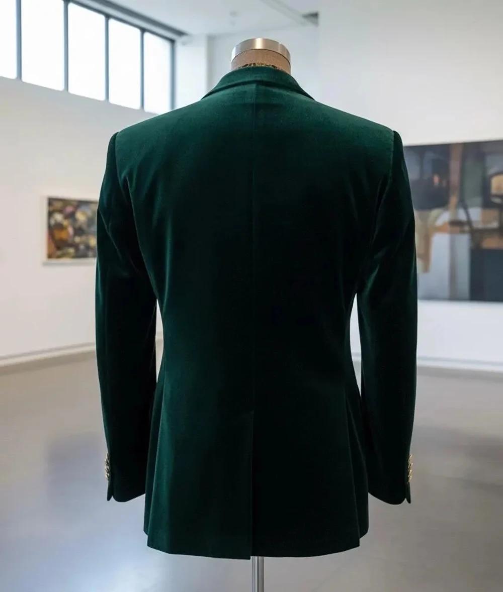 Fluwelen warme bruiloft jas voor mannen piek revers enkele rij knopen overjas slim fit zakelijke kleding 2 stuks blazer broek op maat gemaakt