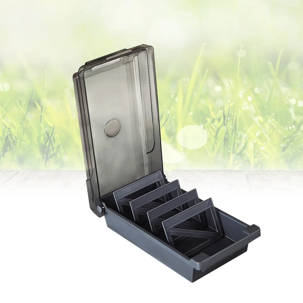 

Business Organizer Large Capacity Smoke Color Plastic Business Card Storage Box Expandable Design Office Desktop Name Organizer