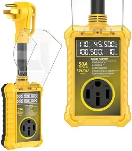 

50 Amp RV Surge Protector - IP67 Waterproof, 19000J, Safety Certified, Circuit Analyzer for Travel Trailers