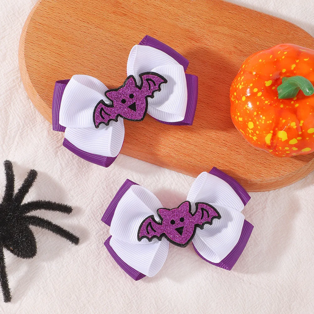 Cosplay Bat Prop - กิ๊บติดผมรูปโบว์ตกแต่งลายค้างคาววิบวับน่ารัก 2 ชิ้น สำหรับเด็กผู้หญิง ชุดคอสเพลย์ฮาโลวีน อุปกรณ์ถ่ายรูป