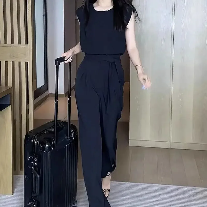 

Women Raglan Sleeve T-shirt Wide Leg Pants Suit 2026 New Summer Clothes Casual Fashion Office Tops Bell-bottoms 2 Two Piece Sets