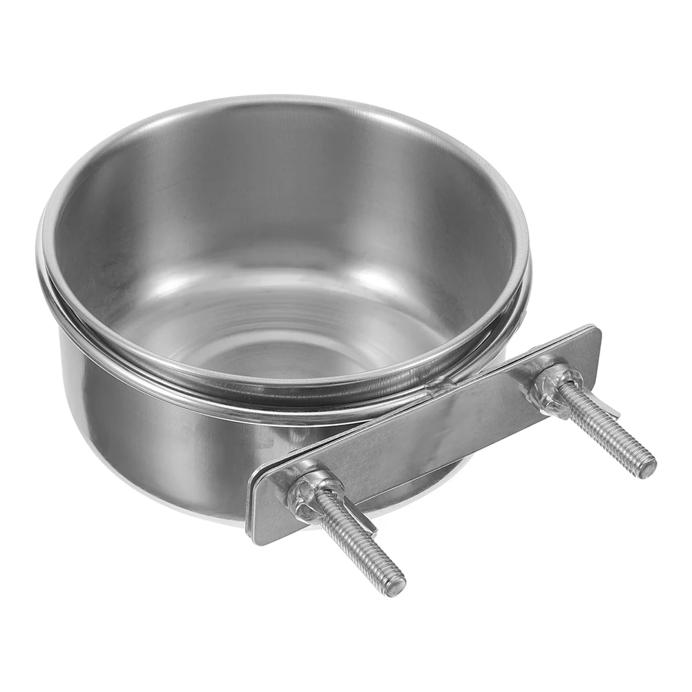 

Stainless Steel Food Bowl Bird Feeders Dedicated Dishes for Cage Container Silver Holder