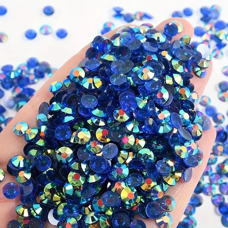 Resin Transparent Rhinestones Blue Series 2-6mm Non Hotfix Flatback Rhinestone For Nail Art Garment Decoration DIY