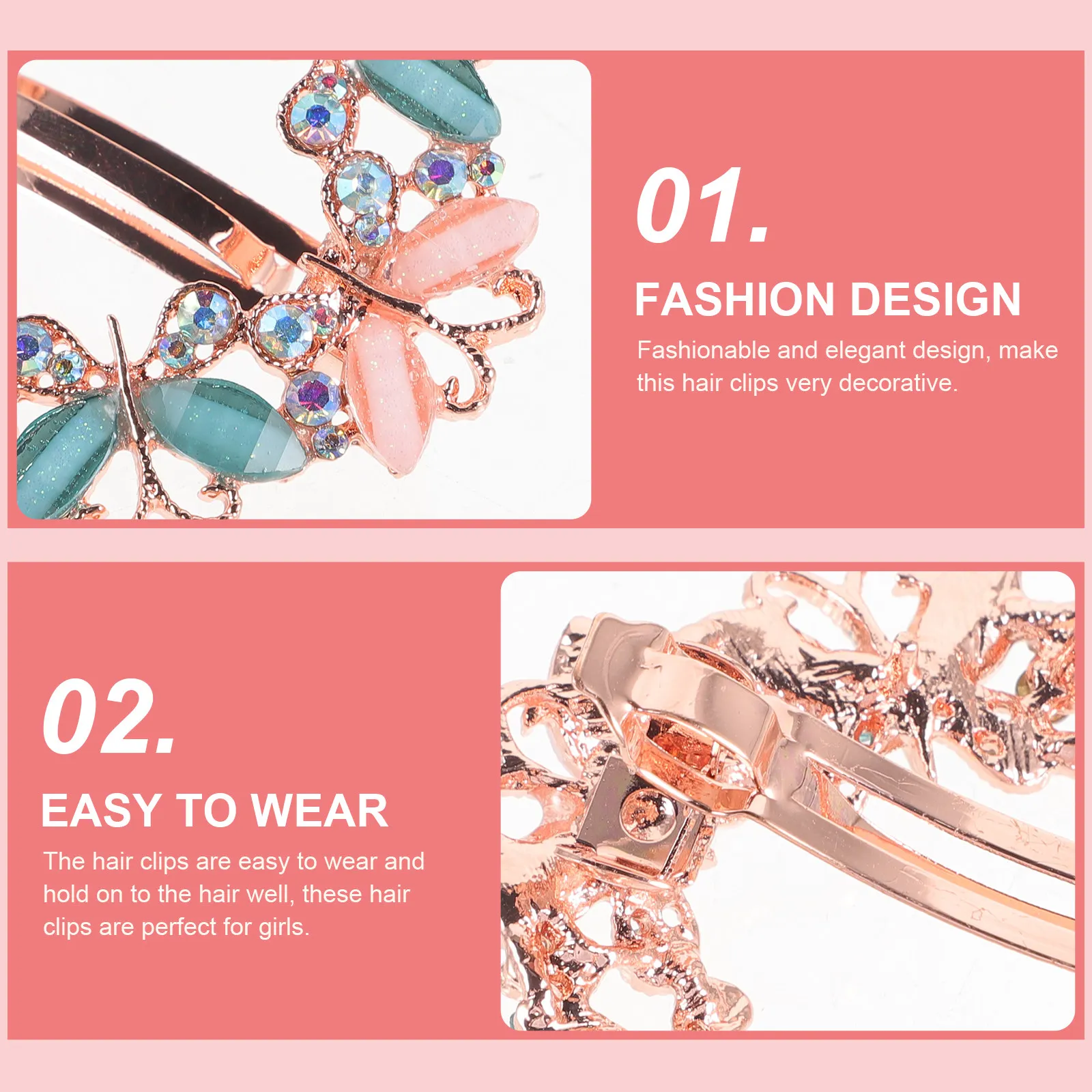Elegant Green Resin Crystal Hair Pin Spring Clip Barrette for Brides Bridesmaids Flower Girls Wedding Graduation Masquerade Hair