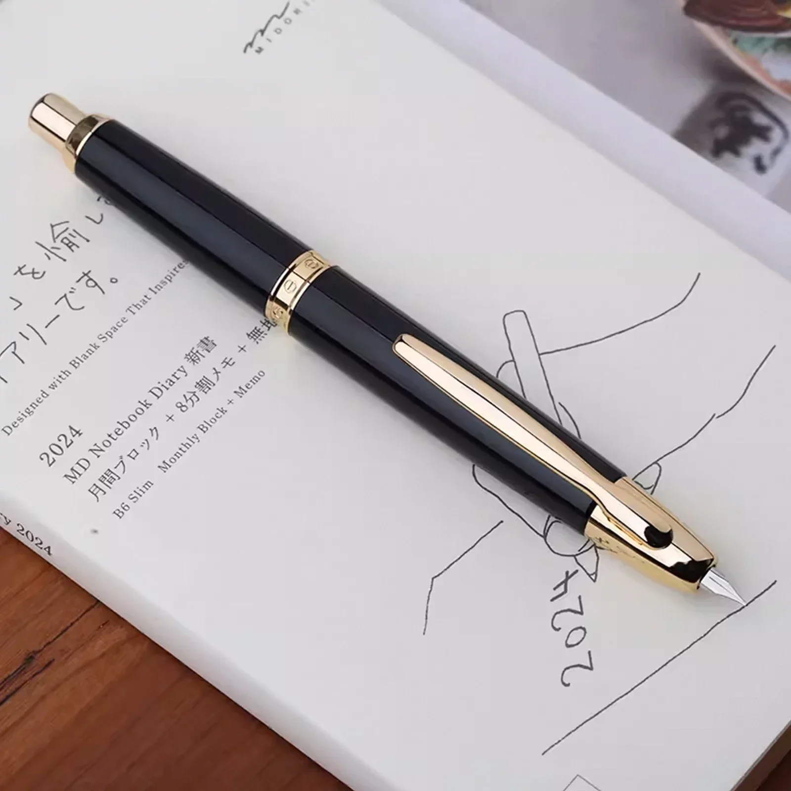 Majohn A1 Press Fountain pen 2024 Baking paint new color calligraphy practice writing ink pen F nib student stationery