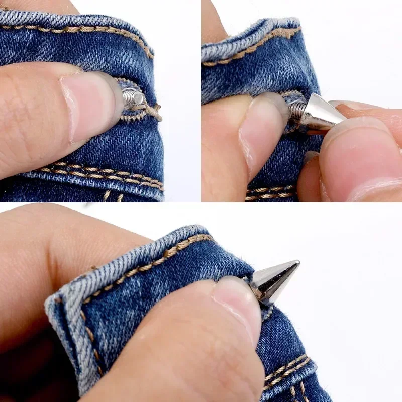 Silberne Kegel-Nieten, Metall-Kegelnieten, Punk-Nieten für DIY-Lederhandwerk, Dekoration von Taschen, Schuhen, Nägeln, Kleidungszubehör – Detail 8