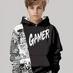 Children Top Hoodies Stylish 3D Print Boys Casual Pullover Long Sleeve Sweatshirt for Spring Fall Kids Hoodies Outdoor Clothing