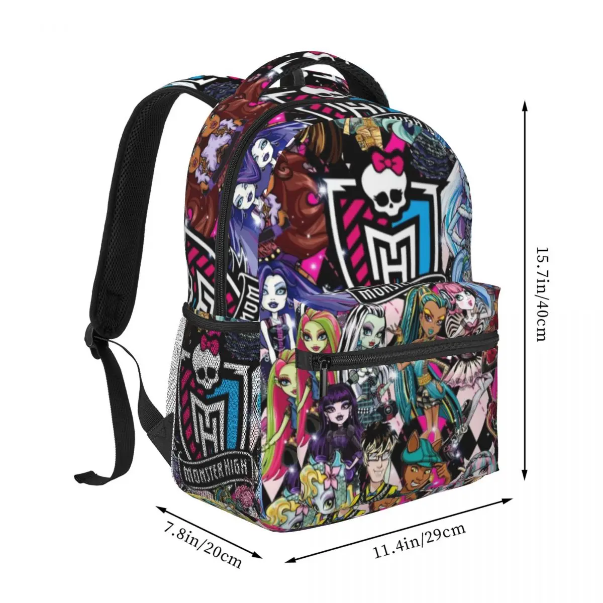 Mochila informal ligera con estampado de Monster High para la escuela, compras al aire libre, oficina, 16 pulgadas