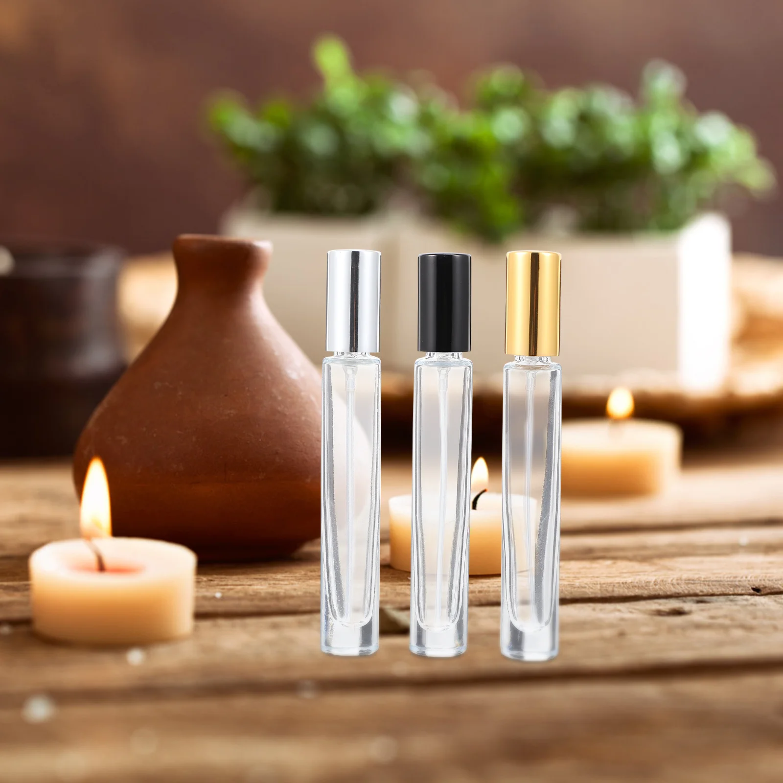 

3Pcs Empty Glass Spray Bottle Reusable Travel Dispenser Refillable Mist Container for Perfume Essential Oil Compact Size