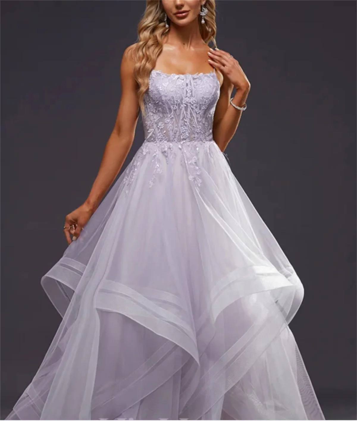 Purple Prom Dress Wedding Dress Strapless Sweep Train Tulle Polyester Sleeveless Country Plus with Beaded Drape vestidos de novi