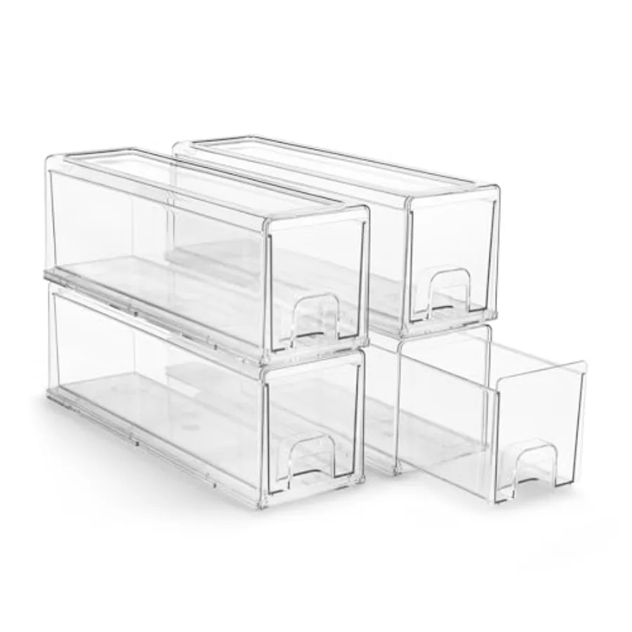 

Прозрачные штабелируемые выдвижные ящики для хранения, пластиковые органайзеры с ручками для гардероба, кладовой, офиса