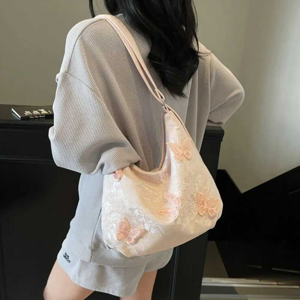 

Retro Butterfly Chinese Style Handbag Exquisite Canvas Embroidery Shoulder Bag Tote Bag Elegant Hanfu Backpack Women