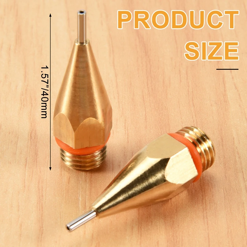 2 buah 1Mm Aperture Diameter Hot Melt lem Nozzle 1.0X40mm tembaga Nozzle dengan Nozzle Wrench dipertukarkan bagian Nozzle