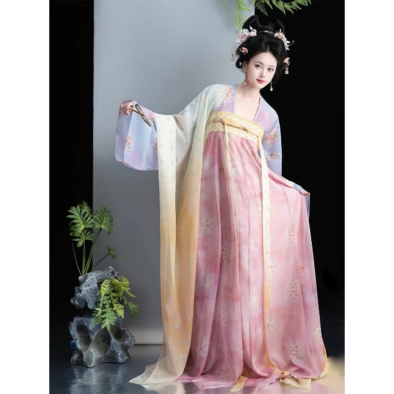 Dunhuang Tang Dynasty restored style and thin chest-length skirt torn skirt breathable spring and summer suit