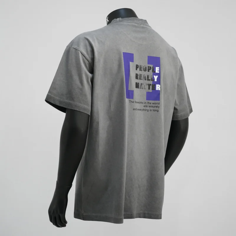 

Washed and worn short sleeved T-shirt for men in summer 2025, loose and fashionable street style, retro and casual high-end top