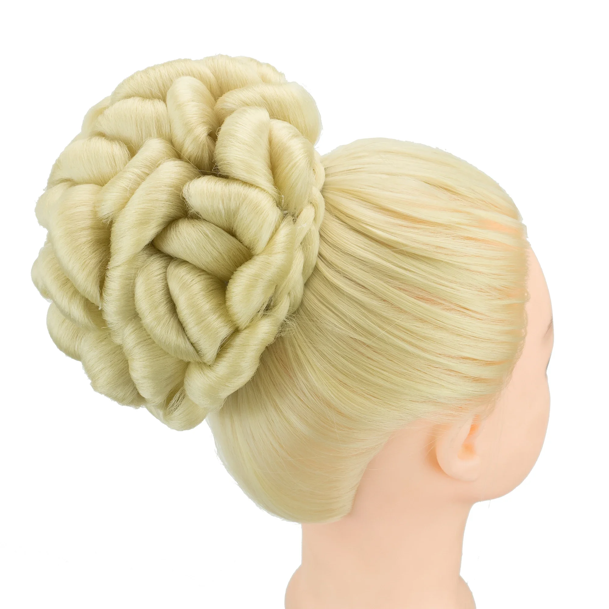 Soowee Duży rozmiar Pleciona roztrzepana kręcona fryzura Scrunchies Chignon Dancer Hair Cover Donut Hairpiece Hair Buns Wig Updo for Part