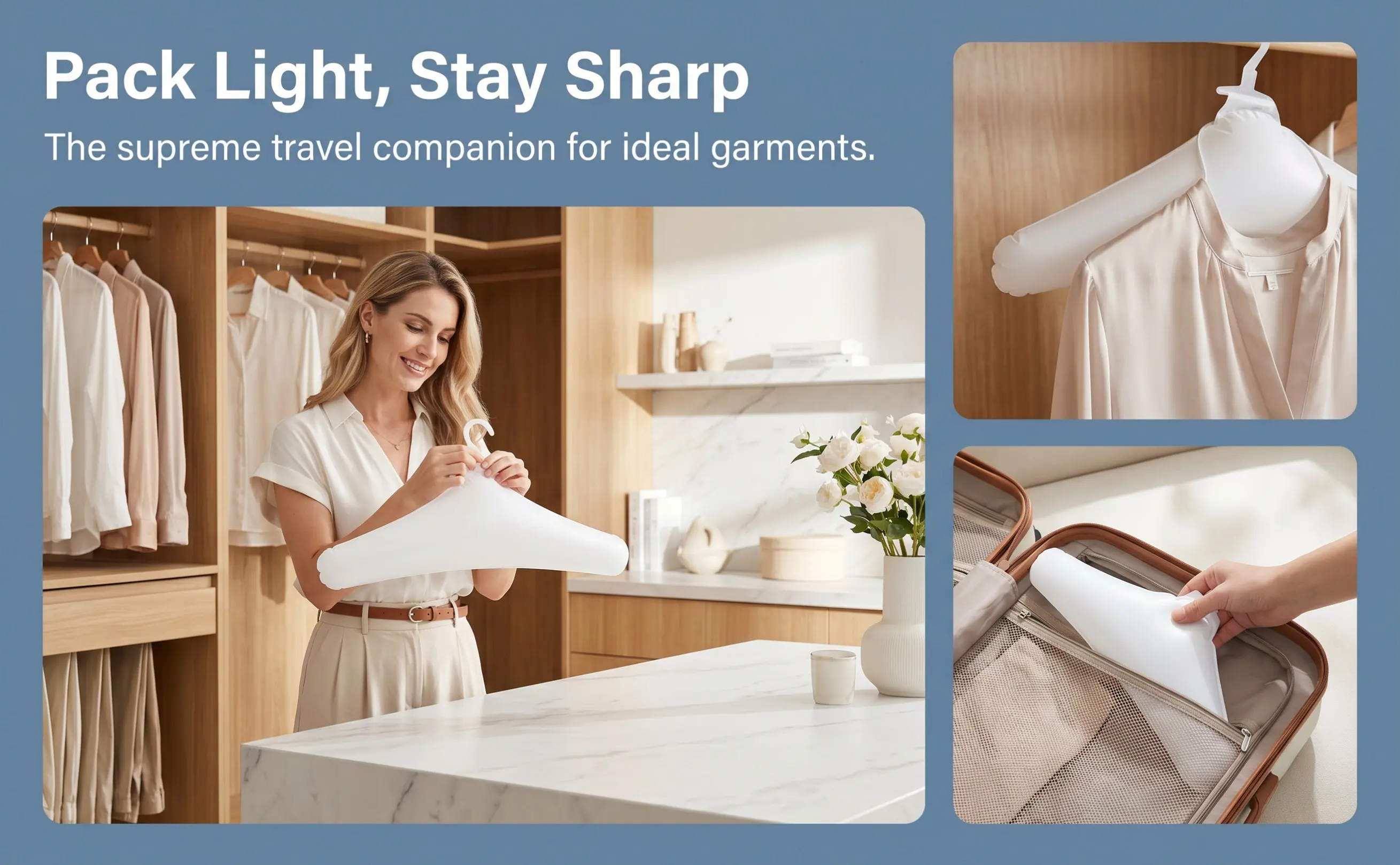 2Pcs Collapsible Portable Travel Inflatable Clothes Hangers Quick Inflate Space Saving Non Slip Hook Suit Hotel Dryer