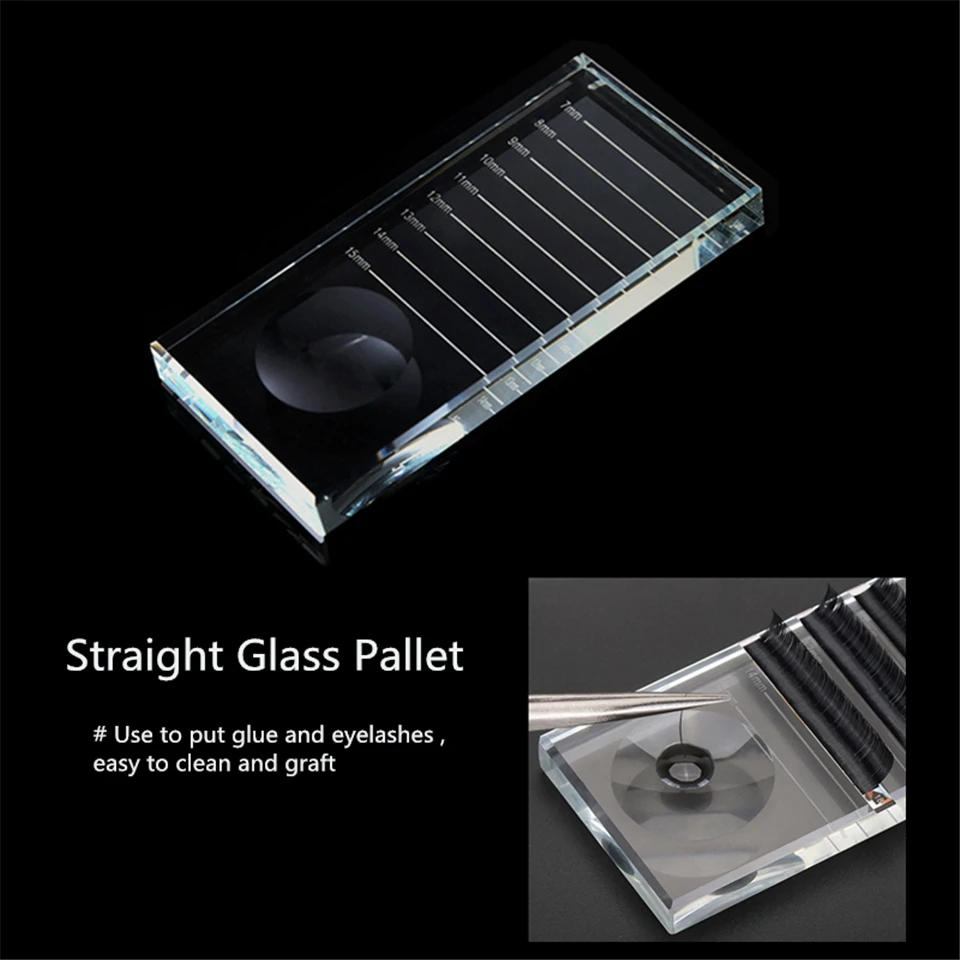 Crystal Lash Pallet Eyelash Extension Supplies False Eyelashes Palette Stand Glass U Curved Straight Stand Adhesive Glue Holder