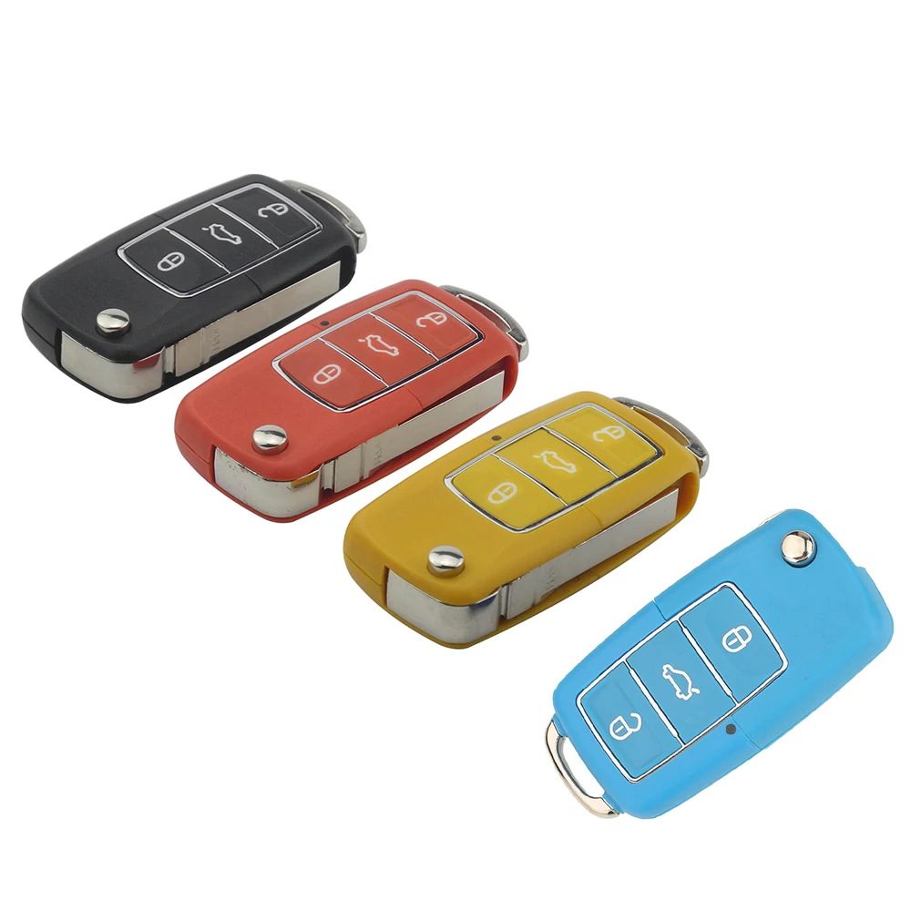 JYQ 3-Tasten-Ersatz-Flip-Fernbedienung für Auto-Autoschlüssel-Shell-Abdeckung für Volkswagen VW Jetta Golf Passat Beetle Polo Bora Seat Skoda