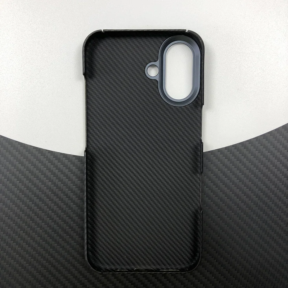 Black phone 600D case for Apple iPhone 16 ip16  Kevlar Carbon Fiber case Lightweight Aramid Fiber case Geometric