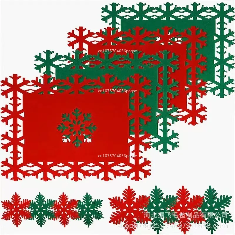 

2024 New Christmas Placemat Xmas Theme Anti-scalding Hollow Out Cup Bowl Dish Plate Tableware Mat Dining Table Decoration
