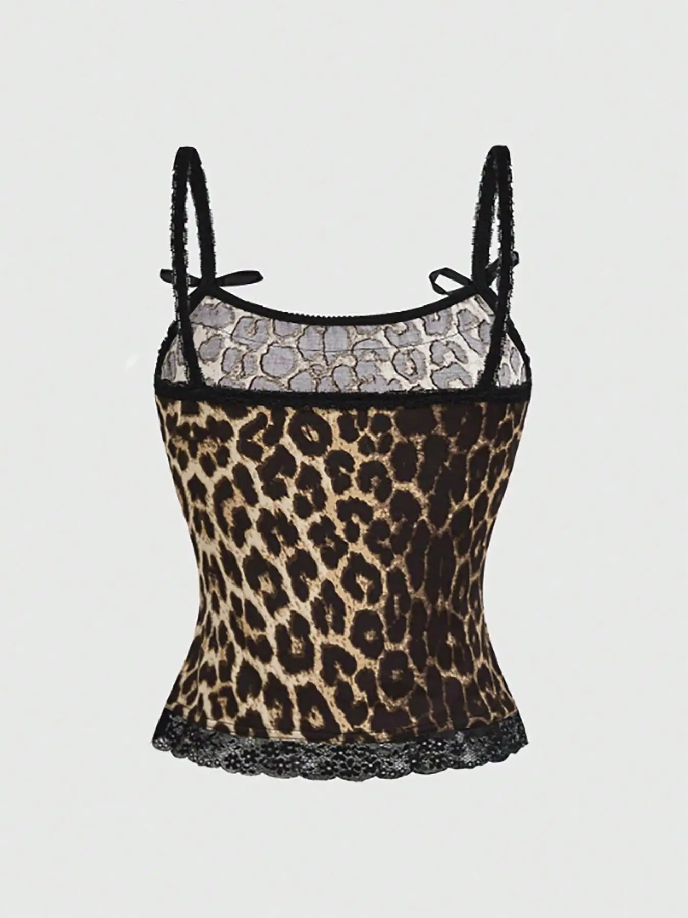 Ladies Leopard Print Halter Top Sexy Casual Lace Splice Butterfly Knot Embroidered Star Ladies Tank Top