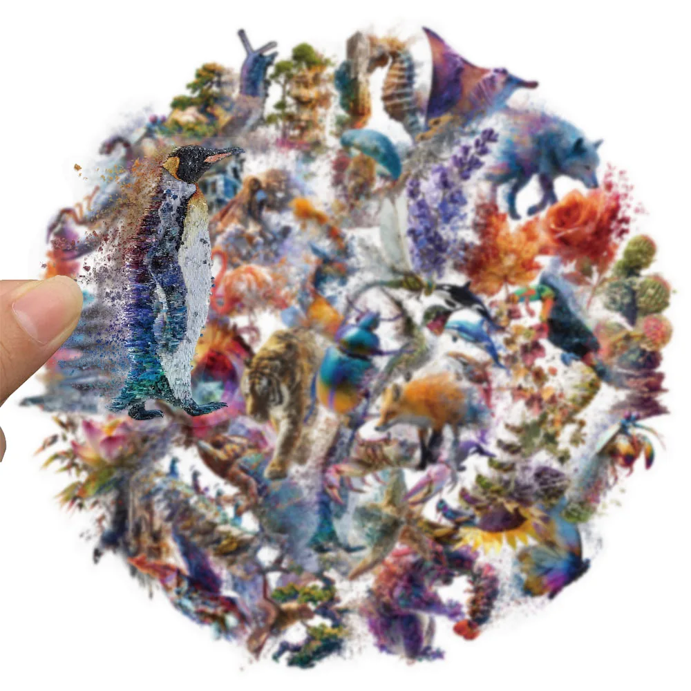 50 قطعة حركة التحول البحوث الحيوان الديكور ملصق حزمة DIY بها بنفسك سجل القصاصات اللوحي لعبة شفافة ملصقات الديكور